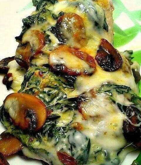 Chicken with Spinach, Bacon, Mushrooms!!