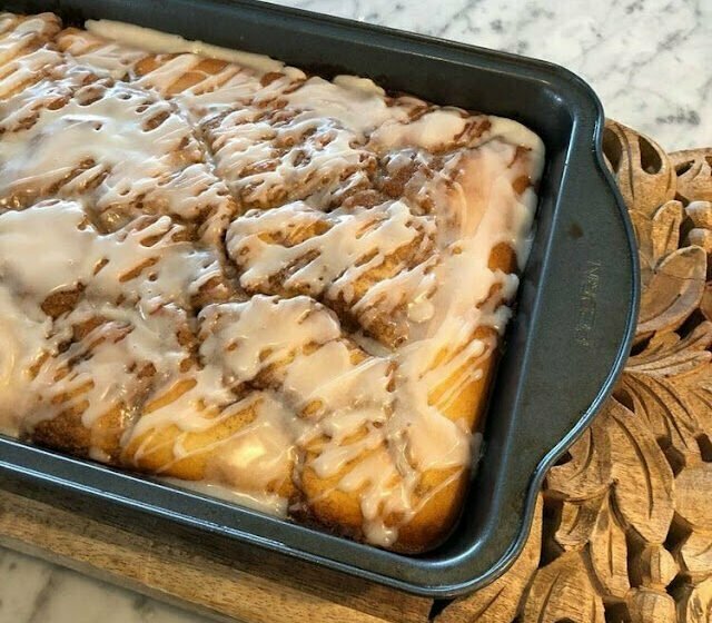 Homemade cinnamon roll cake