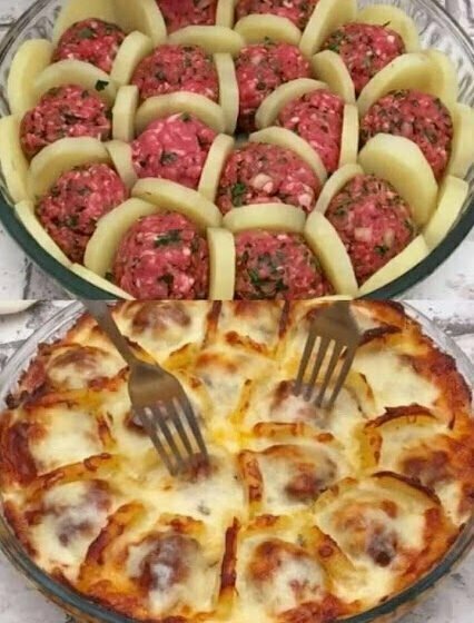 Layer Potatoes & Meatball