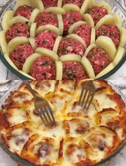 Layer Potatoes & Meatball
